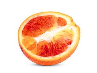 half cut blood orange isolated on white background
