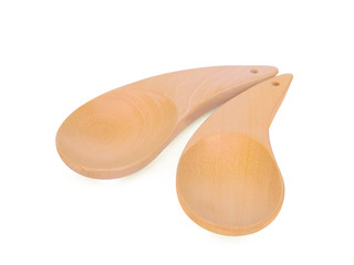 two wooden spoon isolated on white background