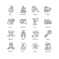 Simple Set of 16 Vector Line Icon. Contains such Icons as Labora