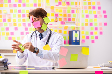 Male doctor with many conflicting prioritites 