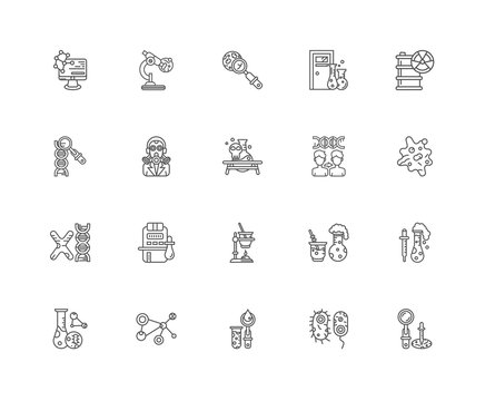 Simple Set of 20 Vector Line Icon. Contains such Icons as Scienc