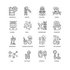 Simple Set of 16 Vector Line Icon. Contains such Icons as Scienc