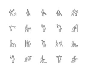 Simple Set of 20 Vector Line Icon. Contains such Icons as Drill,