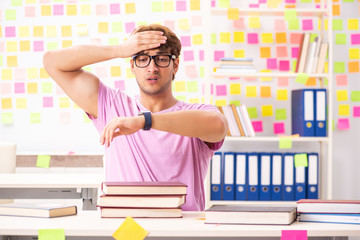 Student preparing for exams with many conflicting priorities 