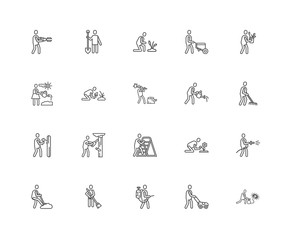 Simple Set of 20 Vector Line Icon. Contains such Icons as Worker