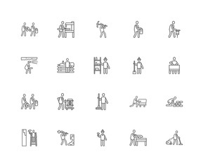 Simple Set of 20 Vector Line Icon. Contains such Icons as Cleane