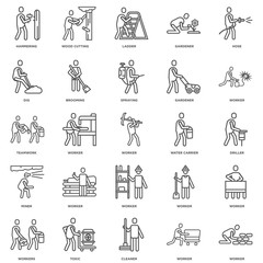 Simple Set of 25 Vector Line Icon. Contains such Icons as Worker