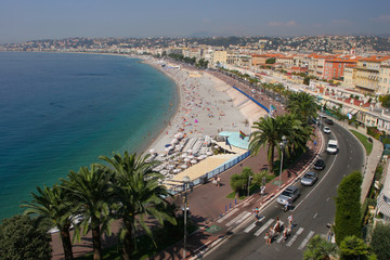 Fototapeta na wymiar Long Sandy Beaches of Nice, France