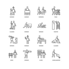 Simple Set of 16 Vector Line Icon. Contains such Icons as Wheelb