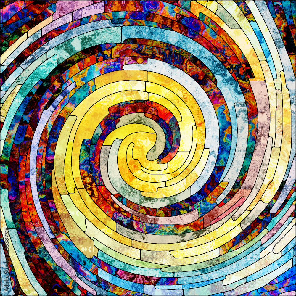 Wall mural in search of spiral color