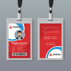 Red office ID card design template