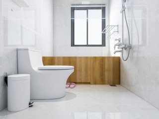 Fototapeta na wymiar Clean modern bathroom with bathtub and toilet...