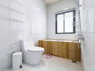 Naklejka na ściany i meble Clean modern bathroom with bathtub and toilet...