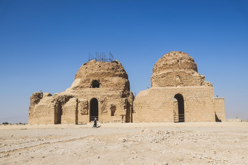 Sarvestan Palace is a Sassanid-era building, was built in the 5th century AD. The building made of baked brick, stone and mortar.  Sarvestan, Iran.
