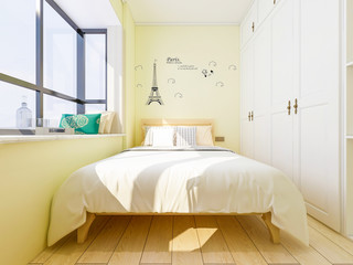 Fototapeta na wymiar Yellow tones warm home bedroom