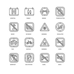 Simple Set of 16 Vector Line Icon. Contains such Icons as Mute,