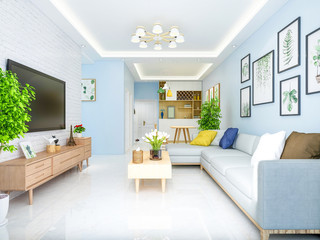 Fototapeta na wymiar Modern sleek minimalist elegant living room design