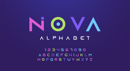 Colorful letters and numbers font set. Colored alphabet, typography modern color design concept. vector illustration