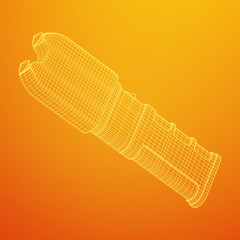 Police electro shocker taser stun gun. Wireframe low poly mesh vector illustration