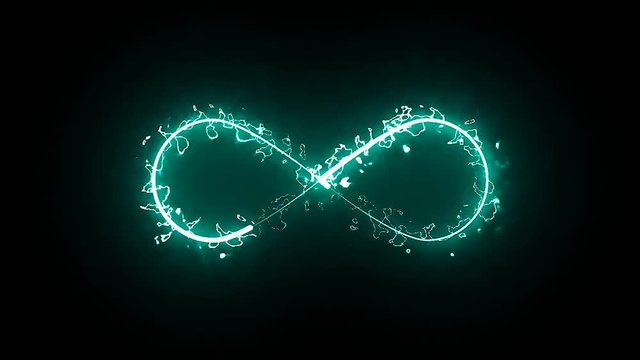 Burning infinity sign in space, modern computer generated 3D rendering background