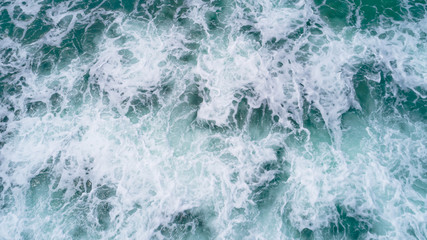 Fototapeta premium Drone aerial view of sea wave surface