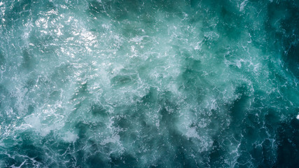 Drone aerial view of sea wave surface