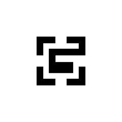 letter g square negative space logo 