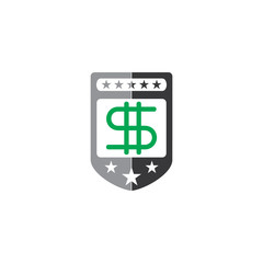 money dollar star shield emblem symbol vector