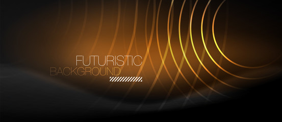 Dark abstract background with glowing neon circles