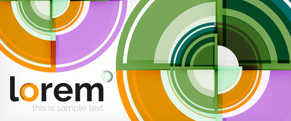 Fototapeta premium Modern geometric circles abstract background, colorful round shapes with shadow effects