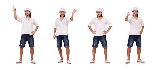 Obraz premium Young man in hat isolated on white