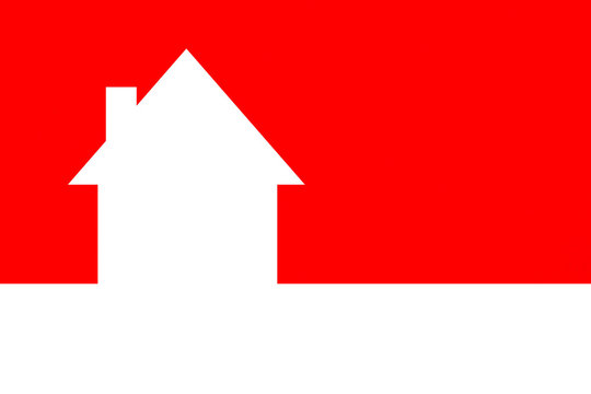 an image of a house on red background