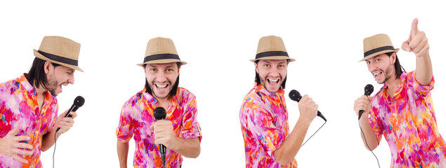 Man in colourful shirt isolated on white