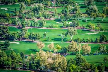 beautiful aerial of a golf resort in las vegas nevada