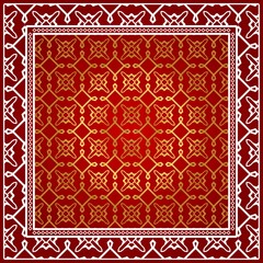Obraz premium Decorative ornament with geometric decoration. symmetric pattern . For print Bandanna, shawl, tablecloth, fabric fashion, scarf, design