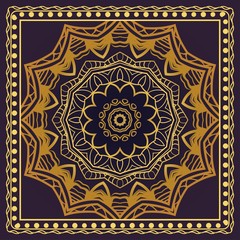 Design for square fashion print. For pocket, shawl, textile, bandanna. Mandala floral pattern. Vector illustration.