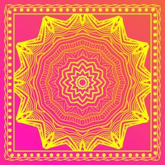 Design for square fashion print. For pocket, shawl, textile, bandanna. Mandala floral pattern. Vector illustration.