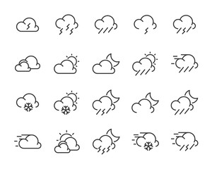 Fototapeta premium set of weather icon,such as cloud, sun, weather