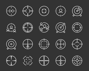 set of target line icons such as aim, hunting, accuracy