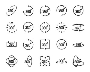 set of vr line icons ,such as 360 degree, virtual, reality, game