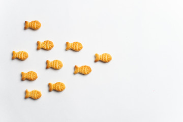 Fish salty crackers, Salty Crackers In Shape Of Fish, Extreme Closeup Of A Salty Fish Cookies