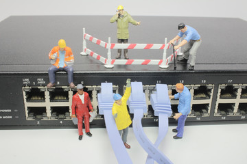 a mini people figures help moving LAN