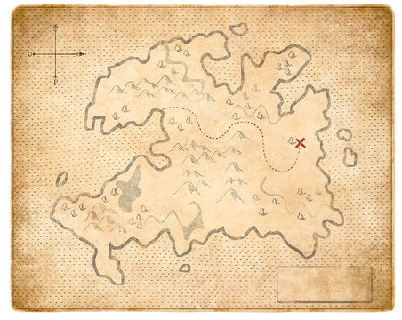 treasure medieval map page isolated