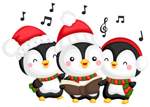 a vector of a choir of penguin singing