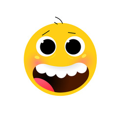 Smiley. Smile and surprise. Emotional smiley for expressions in social networks, chat rooms, messages, mobile and web applications. Emoji yellow face. Symbol, icon.