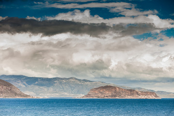 View of Monemvasia island in Greece