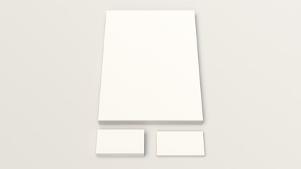 Sheet of white paper and business cards