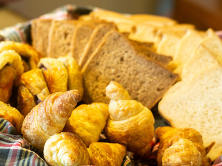 Closeup bread in basket.