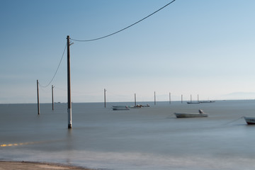 佐賀県太良町の海中道路　有明海