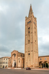 Fototapeta na wymiar View at the church of San Mercuriale with Bell tower in Forli - Italy